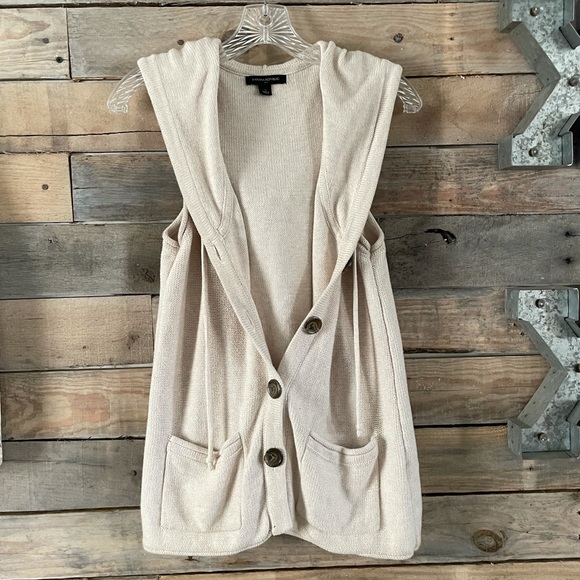 Banana Republic Cream Hoodie Vest - Picture 2 of 6